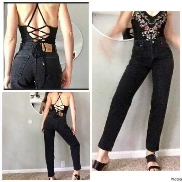 Vintage Levi's 501 black high rise Mom jeans no stretch made in USA size 6 - Picture 1 of 11